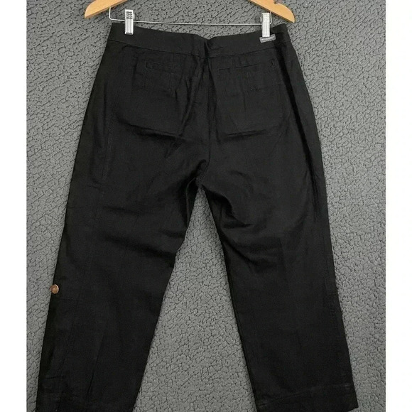 Woolrich Black Linen Cotton Capri Pants Sz 6 Style 1210 Casual Pockets Women's - Picture 13 of 14
